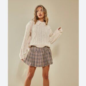 PrettyLittleThing Cream Cable Knit Sweater